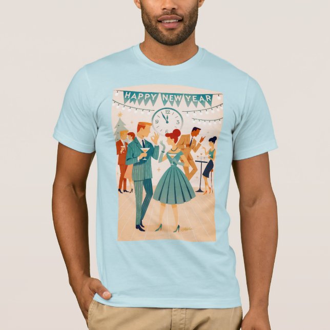 Mid Century Happy New Year The Martini Dance T-Shirt (Front)