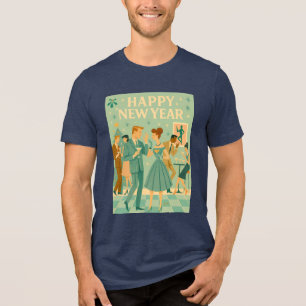 Mid Century Happy New Year The Martini Dance Tri-Blend Shirt