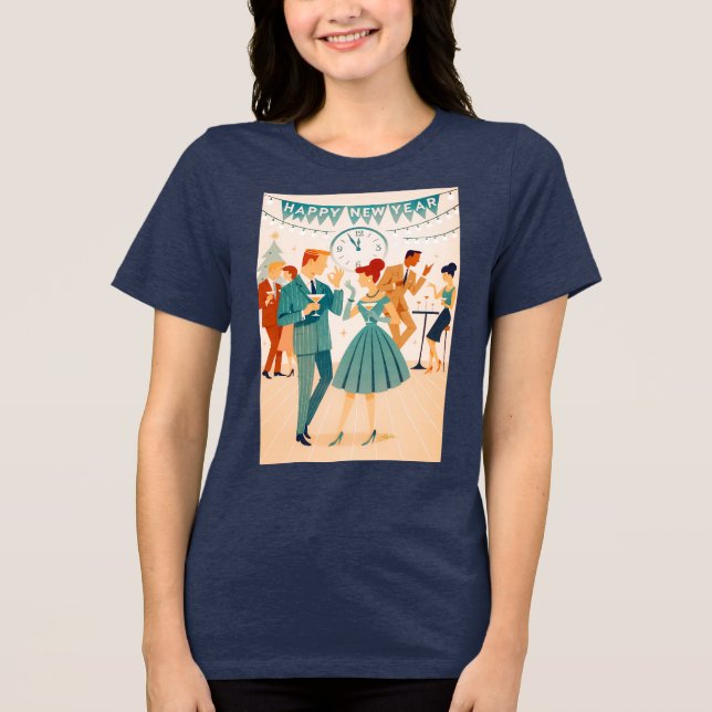 Mid Century Happy New Year The Martini Dance Tri-Blend Shirt (Front)
