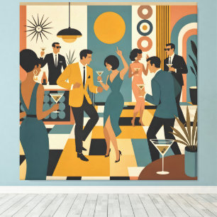 Mid Century Hip Martini Dance Party Canvas Print