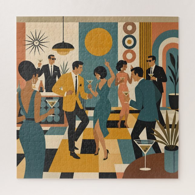 Mid Century Hip Martini Dance Party Jigsaw Puzzle (Vertical)