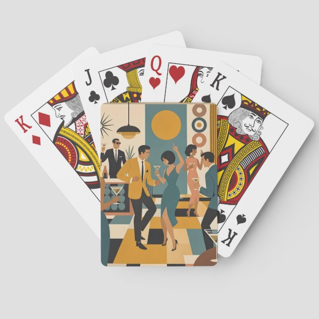 Mid Century Hip Martini Dance Party Playing Cards (Back)