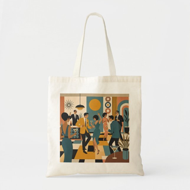Mid Century Hip Martini Dance Party Tote Bag (Front)