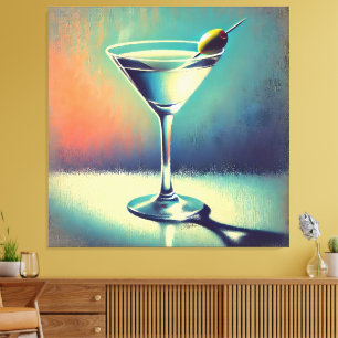 Mid Century I Love The Blues Martini Art Canvas Print