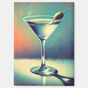 Mid Century I Love The Blues Martini Art Magnet