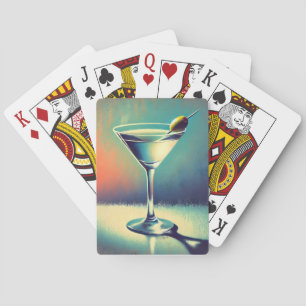 Mid Century I Love The Blues Martini Art Playing Cards