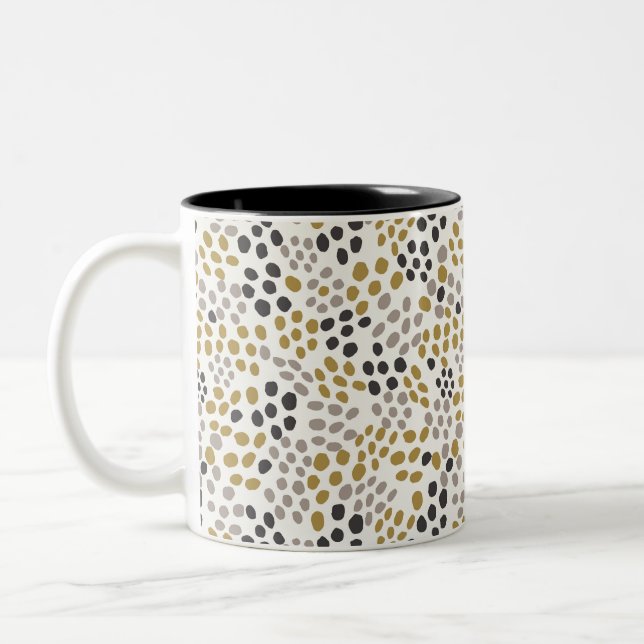 Mid Century Inspired Artsy Two-Tone Coffee Mug (Left)