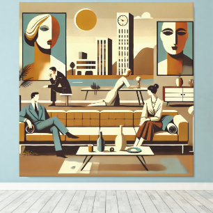 Mid Century Interior Design Art Lounge Canvas Print