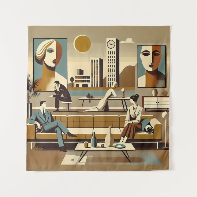 Mid Century Interior Design Art Lounge Tapestry (Front)