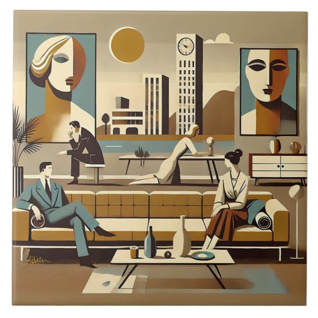 Mid Century Interior Design Art Lounge Tile (Front)
