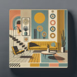 Mid Century Interior Design Desert Livingroom Plaque<br><div class="desc">Welcome to my Mid Century Fantasy World! Designs in this store are born of growing up in a Mid Century home complete with Martini loving parents.  Break out the cocktails.  Merging fact with fantasy within Mid Century Modern,  Jazz,  Retro Futuristic,  Atomic and Space Age Designs.</div>