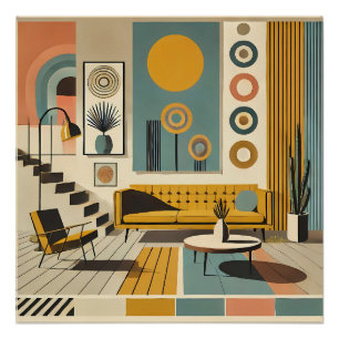 Mid Century Interior Design Dessert Livingroom Poster
