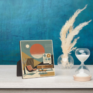 Mid Century Interior Design Sunrise Livingroom Plaque