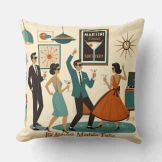 Mid Century Its Atomic Martini Time Cocktail Party Cushion