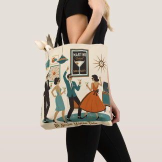 Mid Century Its Atomic Martini Time Cocktail Party Tote Bag
