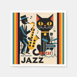 Mid Century Jazz Age HepCat Black Cat Napkin