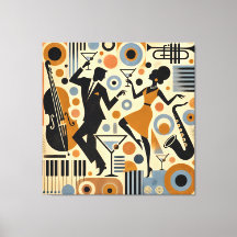 Mid Century Jazz Age Minimalist Art Martini Dance