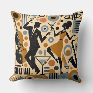 Mid Century Jazz Age Minimalist Art Martini Dance Cushion
