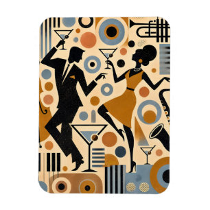 Mid Century Jazz Age Minimalist Art Martini Dance Magnet