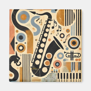 Mid Century Jazz Age Minimalist Art Saxophone Magnet
