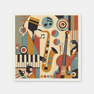 Mid Century Jazz Age Modern Minimalist Trio Napkin