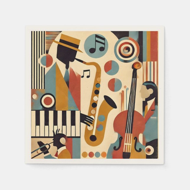 Mid Century Jazz Age Modern Minimalist Trio Napkin (Front)