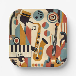 Mid Century Jazz Age Modern Minimalist Trio Paper Plate