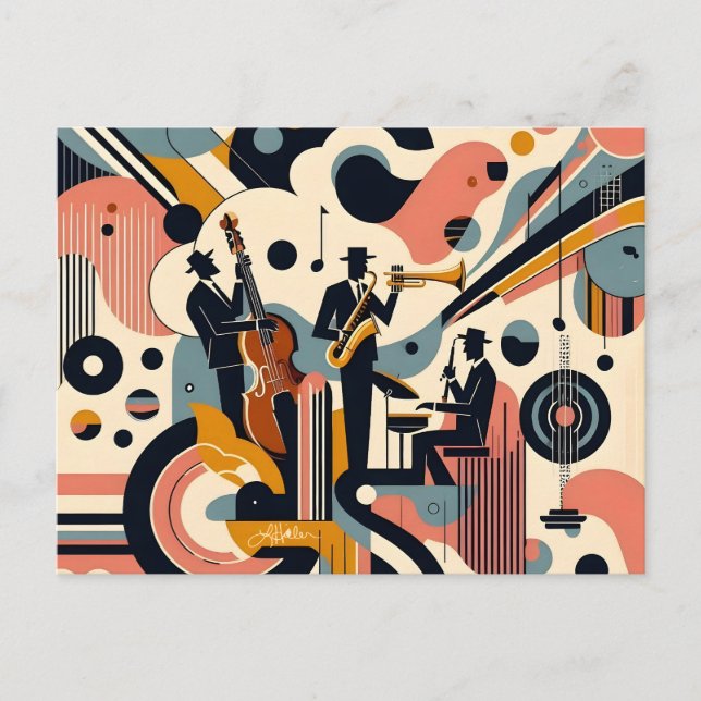 Mid Century Jazz Age Psychedelic Trio Postcard (Front)
