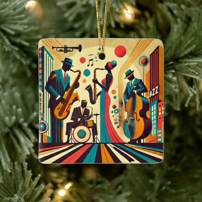 Mid Century Jazz Age Quartet Ceramic Ornament (Tree)