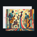 Mid Century Jazz Age Quartet Postcard<br><div class="desc">Welcome to my Mid Century Fantasy World! Designs in this store are born of growing up in a Mid Century home complete with Martini loving parents.  Break out the cocktails.  Merging fact with fantasy within Mid Century Modern,  Jazz,  Retro Futuristic,  Atomic and Space Age Designs.</div>