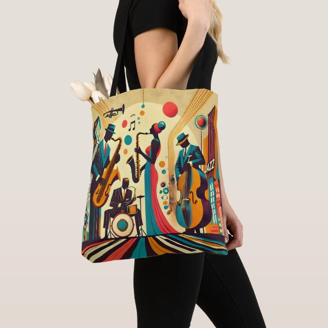 Mid Century Jazz Age Quartet Tote Bag (Close Up)
