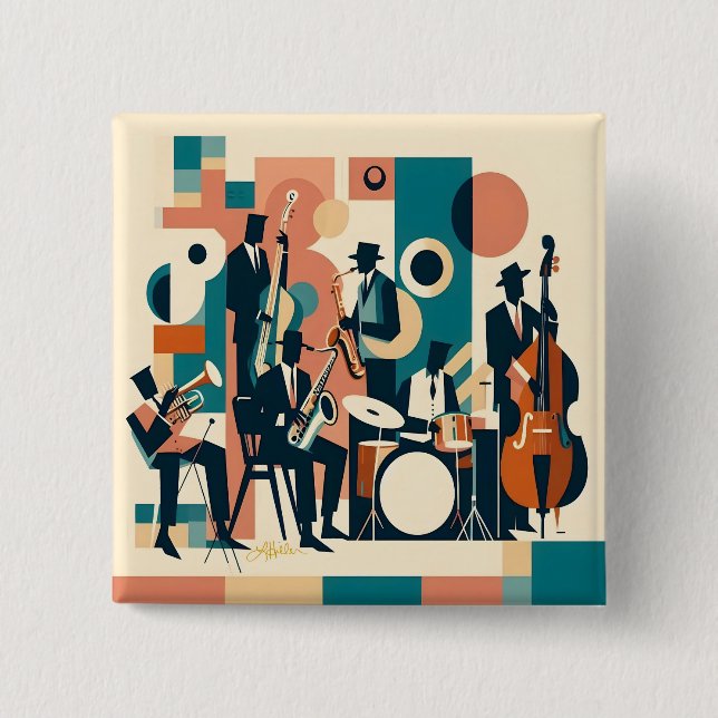 Mid Century Jazz Age Sextet 15 Cm Square Badge (Front)