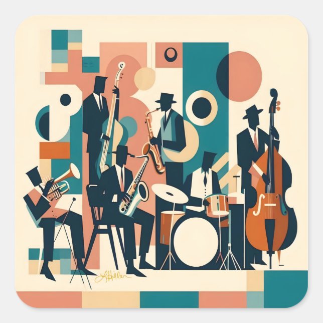 Mid Century Jazz Age Sextet Square Sticker (Front)