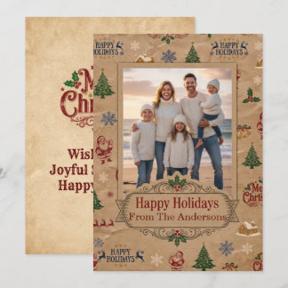 Mid-Century Kraft Paper Christmas Holiday Card