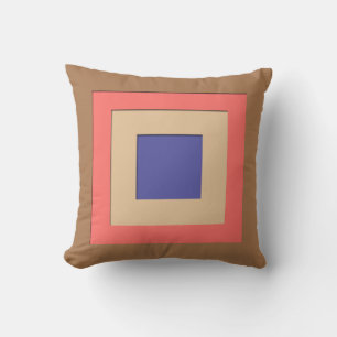 Mid-Century layered squares - cocoa and coral Cushion