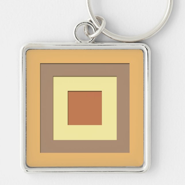 Mid-Century layered squares - Earth neutrals Key Ring (Front)