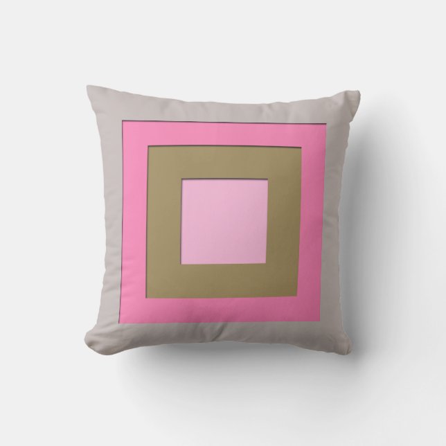 Mid-Century layered squares - grey / grey & pink Cushion (Front)