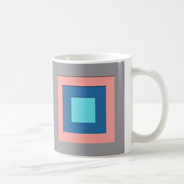 Mid-Century layered squares - grey, peach & blue Coffee Mug (Right)