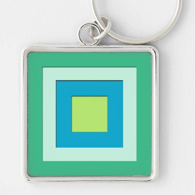 Mid-Century layered squares - jade green Key Ring (Front)
