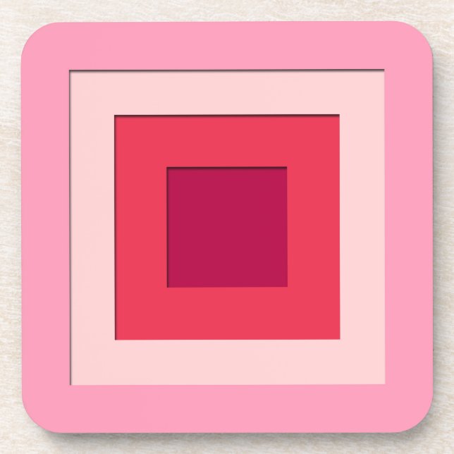 Mid-Century layered squares - pink and wine Coaster (Front)