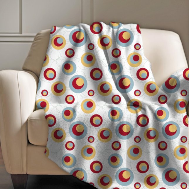 Mid-century Leopard Spots Circles Retro Pattern Fleece Blanket (Creator Uploaded)