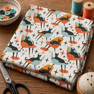 Mid-Century Lounge Cat Fabric