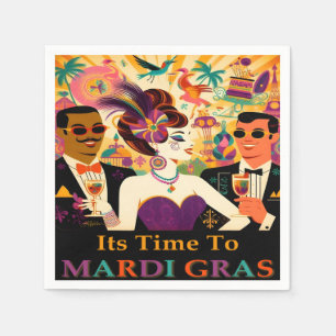 Mid Century Mardi Gras Cocktail Party Napkin