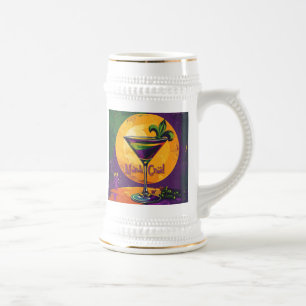 Mid Century Mardi Gras Sunset Fleur De Lis Martini Beer Stein