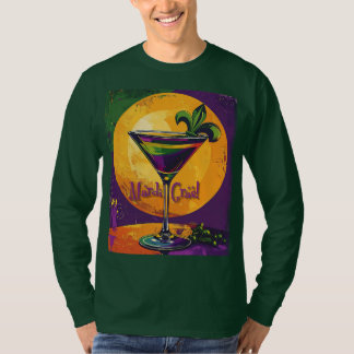 Mid Century Mardi Gras Sunset Fleur De Lis Martini T-Shirt