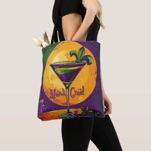 Mid Century Mardi Gras Sunset Fleur De Lis Martini Tote Bag