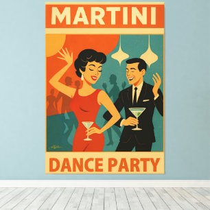 Mid Century Martini Dance Party Canvas Print