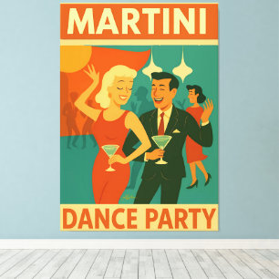 Mid Century Martini Dance Party Canvas Print