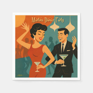 Mid Century Martini Dance Party Napkin