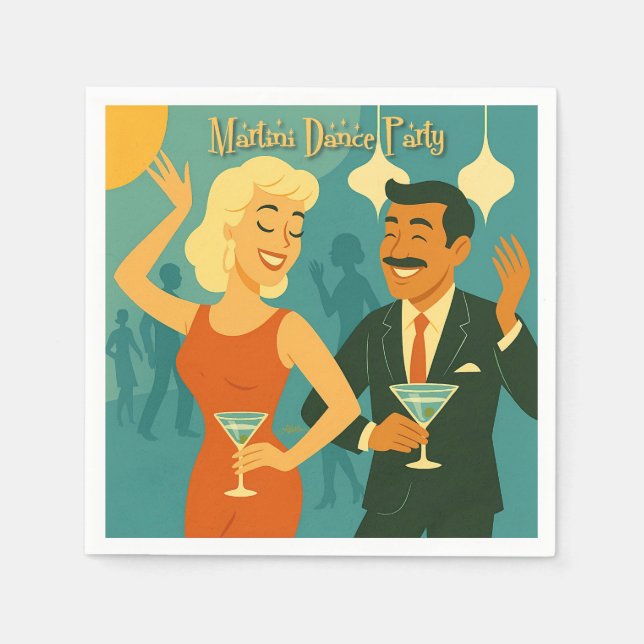 Mid Century Martini Dance Party Napkin (Front)